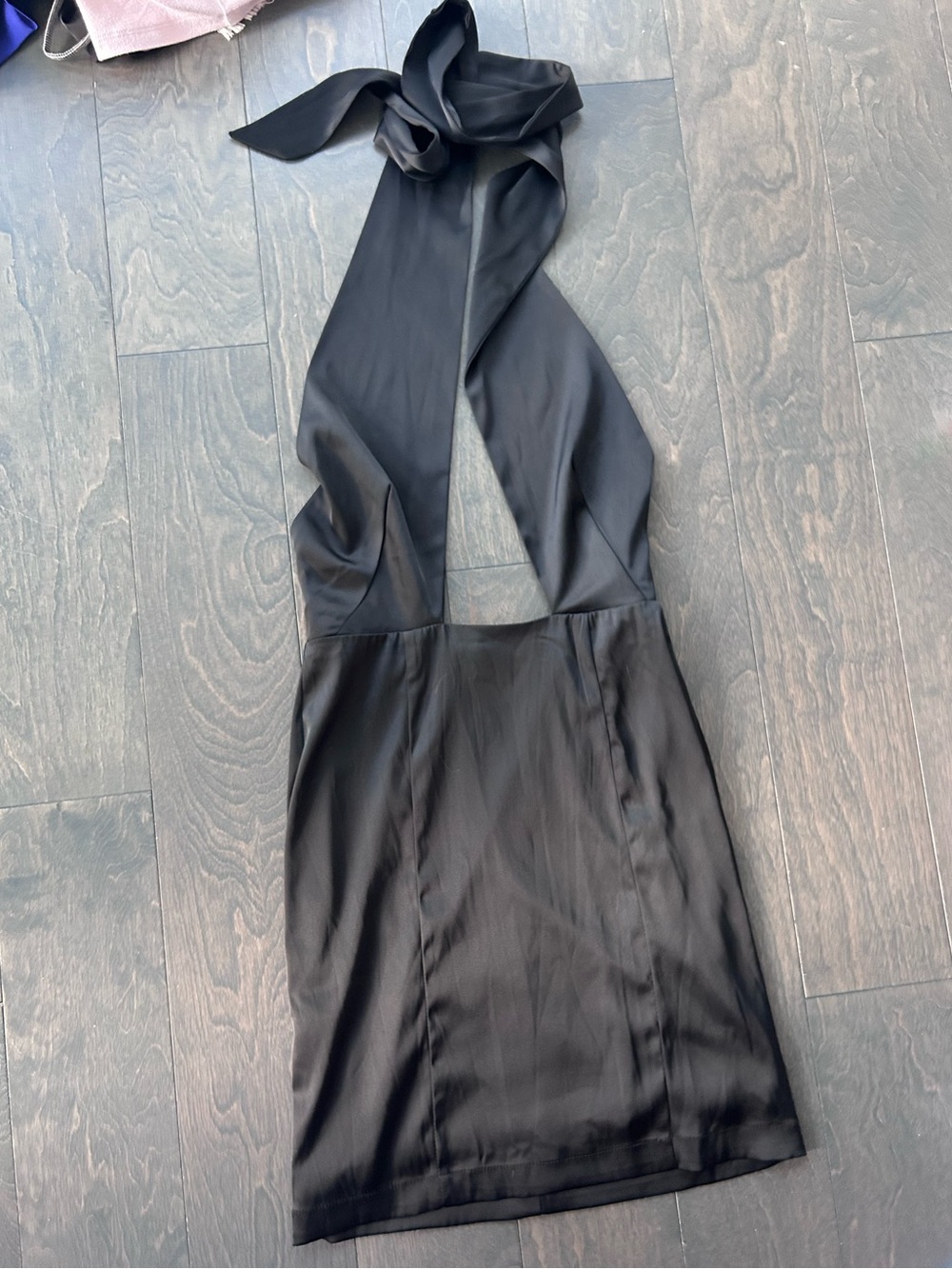 Dynamite Black Satin-Look Halter Dress